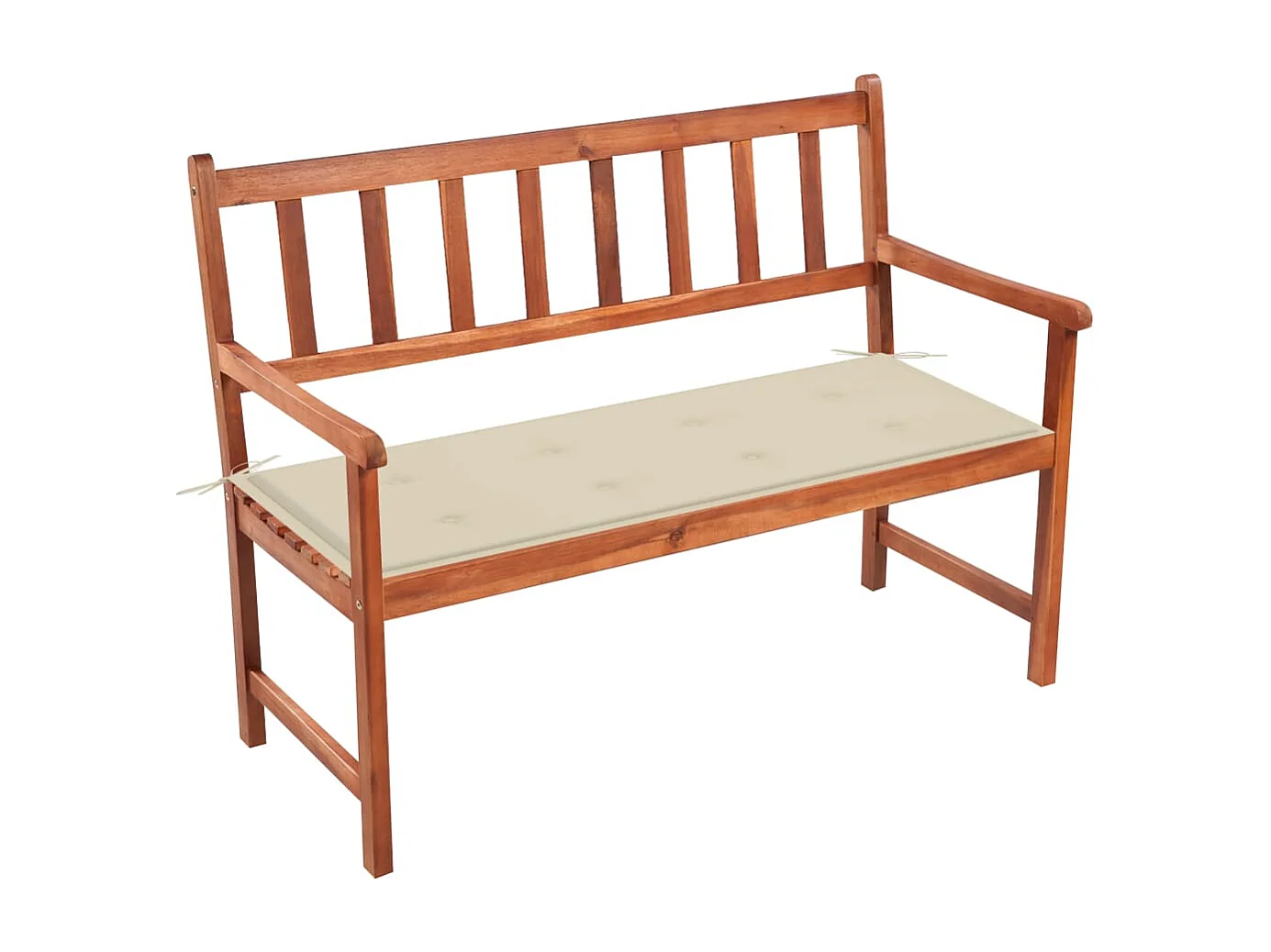 Banco de jardín con cojín madera maciza de acacia 120 cm