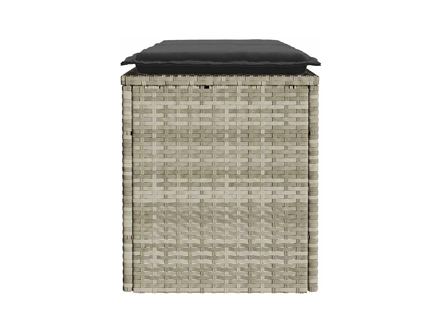 Banco jardín con cojín ratán sintético gris claro 110x40x44cm