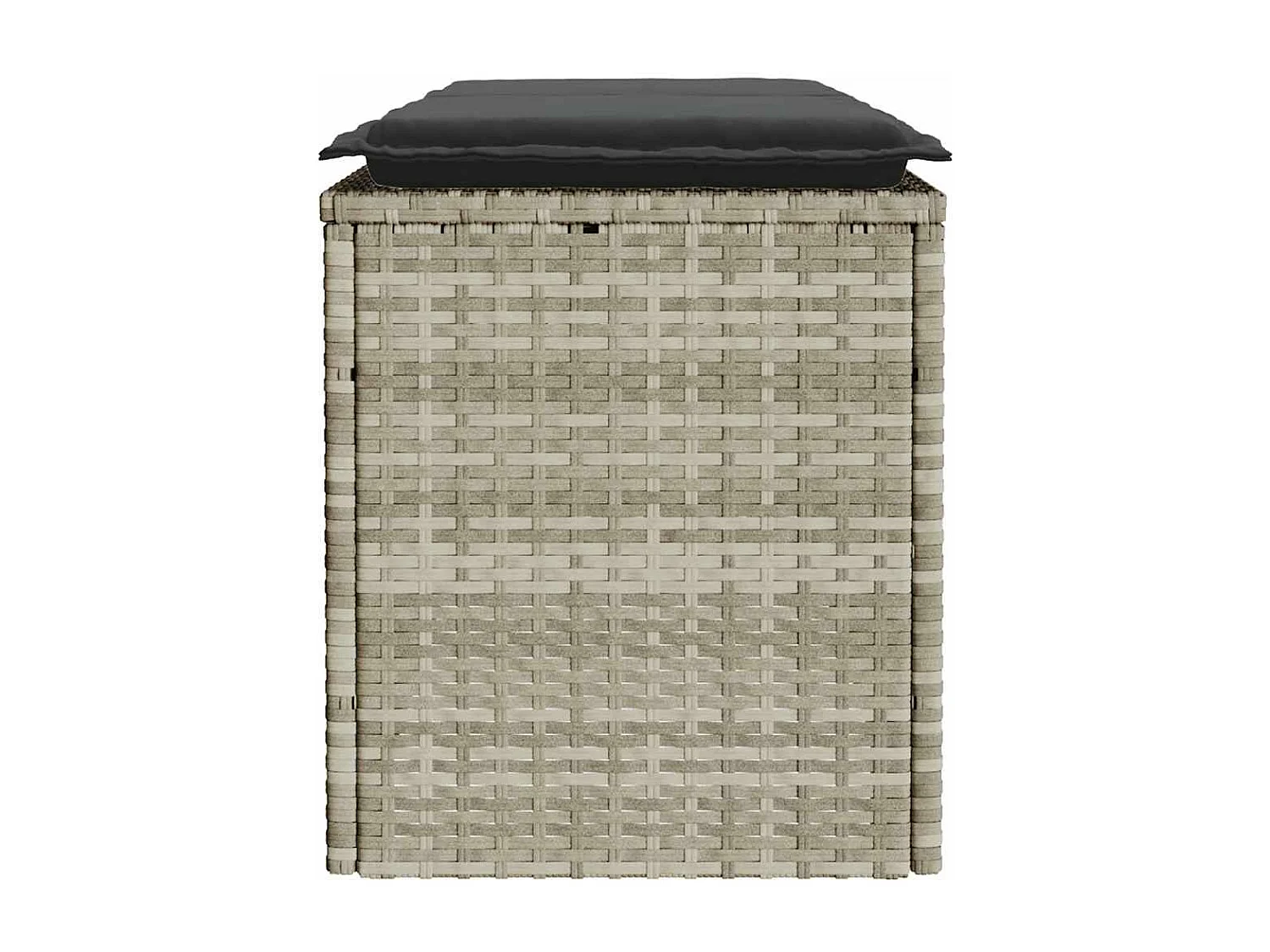 Banc de jardin coussin gris clair 110x40x44 cm résine tressée