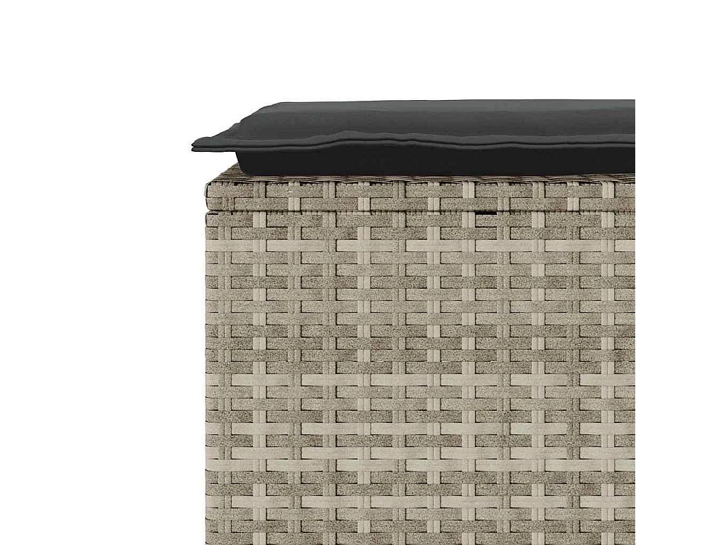 Banc de jardin coussin gris clair 110x40x44 cm résine tressée