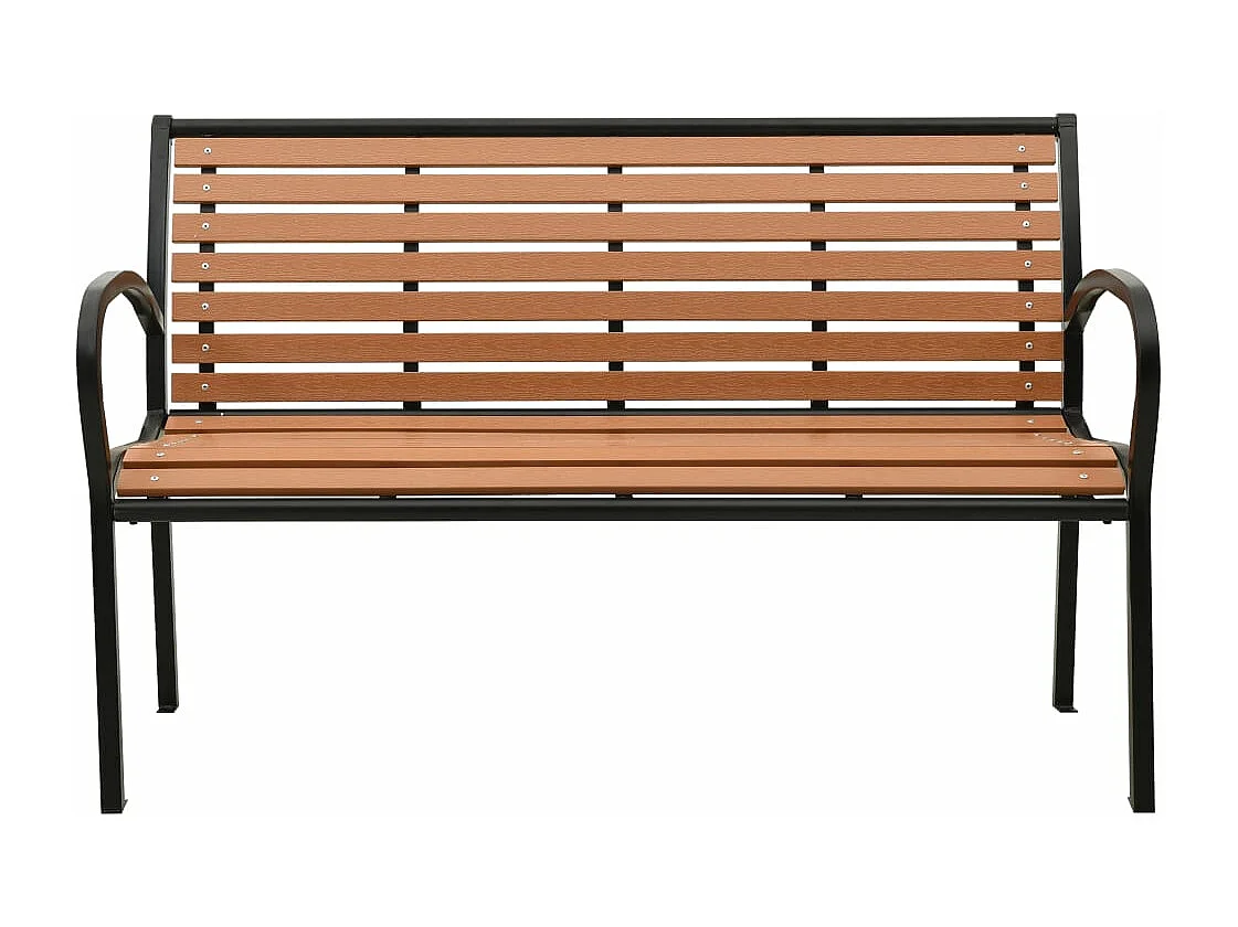 Banc de jardin Noir et marron 116 cm Acier et WPC