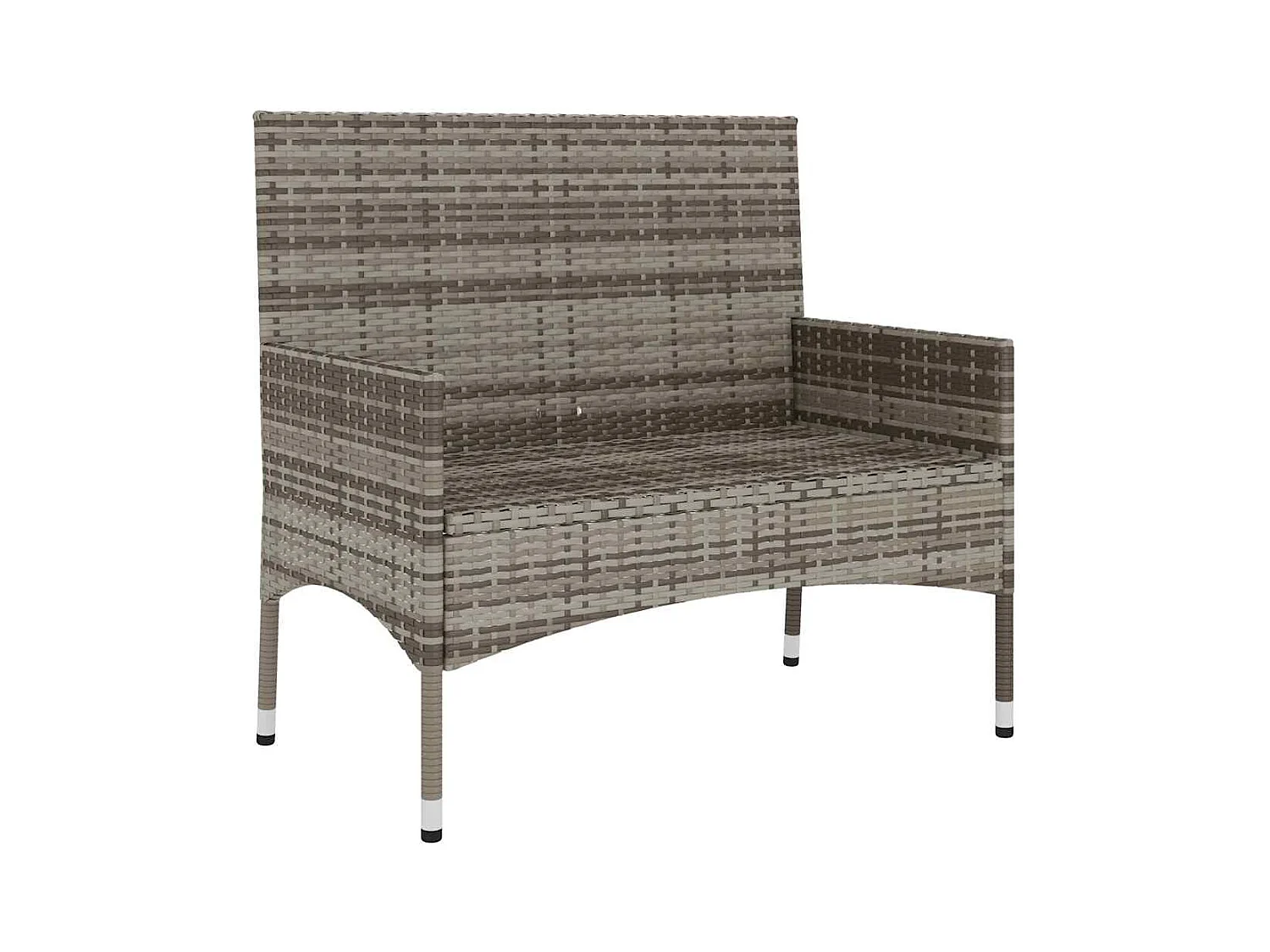 Banc de Jardin à 2 Places avec Coussins Gris Résine Tressée