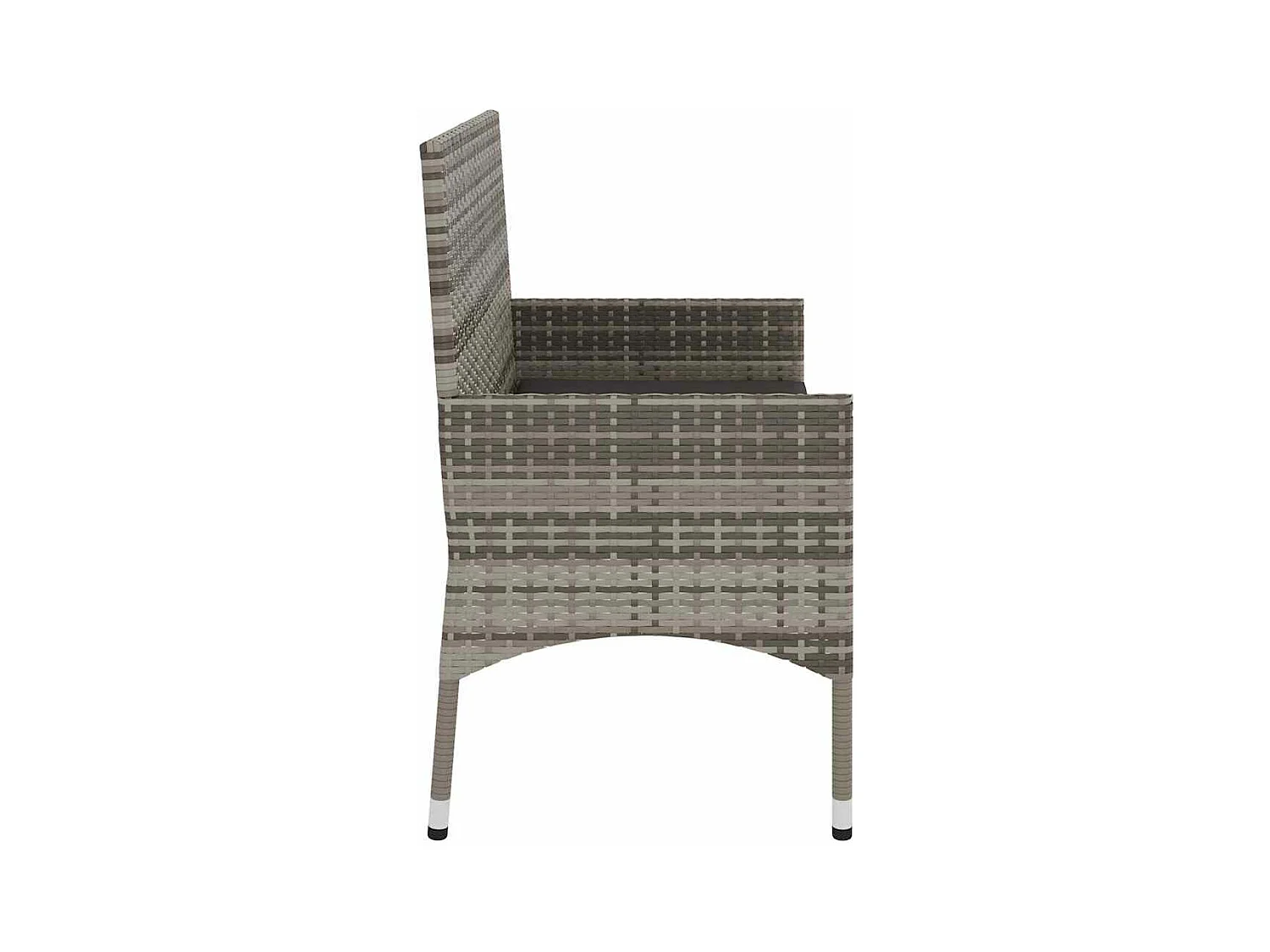 Banc de Jardin à 2 Places avec Coussins Gris Résine Tressée