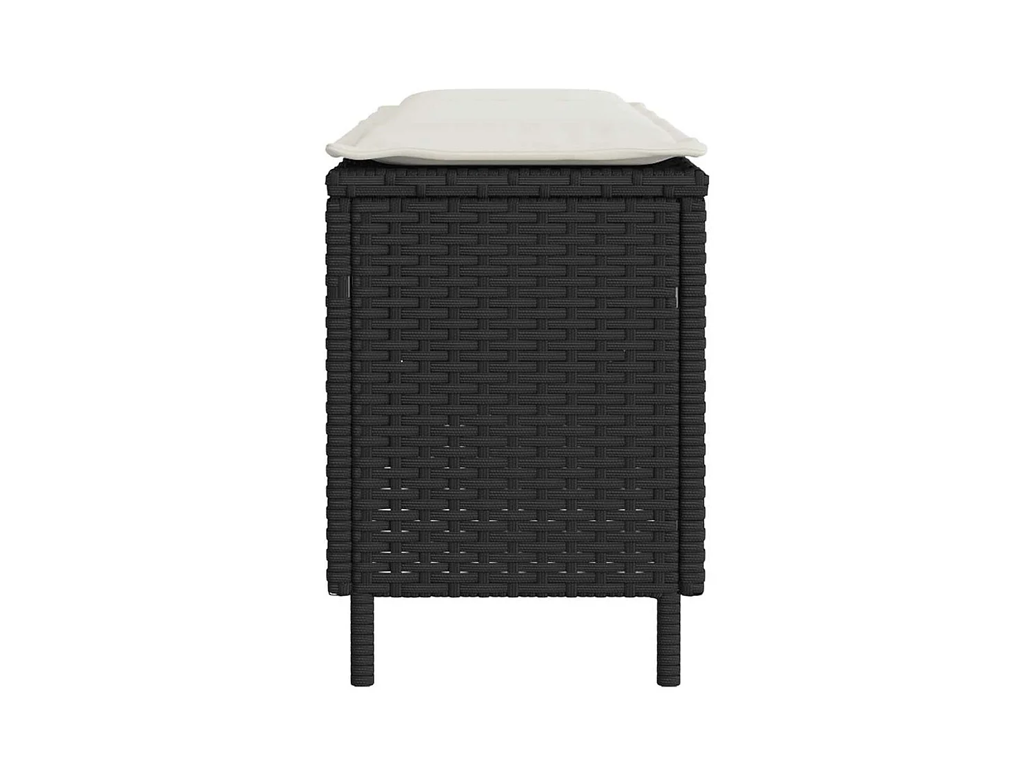 Banc de jardin avec coussin noir 110x30x40,5 cm résine tressée