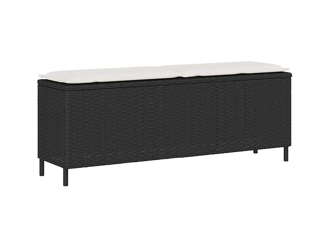 Banc de jardin avec coussin noir 110x30x40,5 cm résine tressée