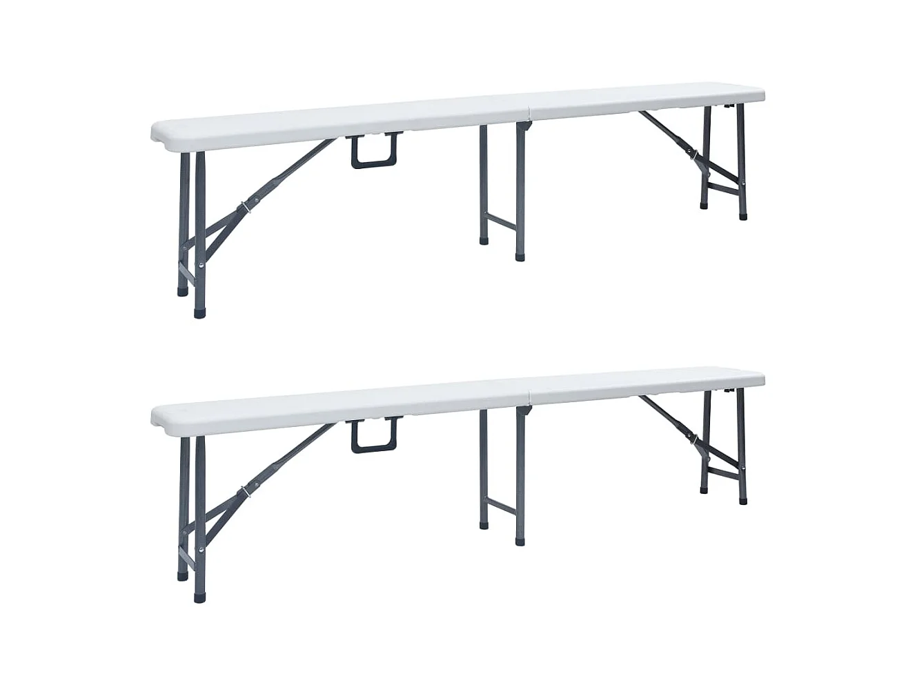 Bancs de jardin pliables 2 pièces 180 cm PEHD Blanc