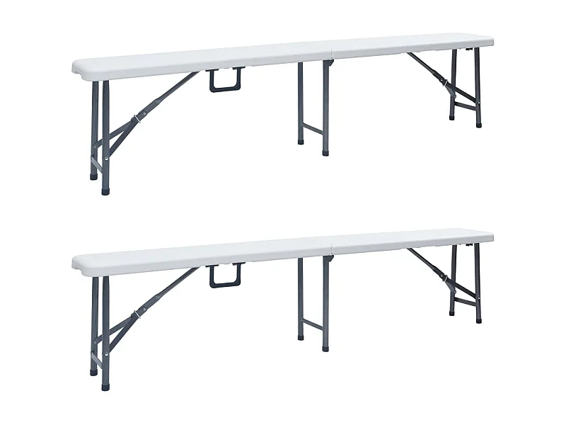 Tuinbanken inklapbaar 2 st 180 cm HDPE wit