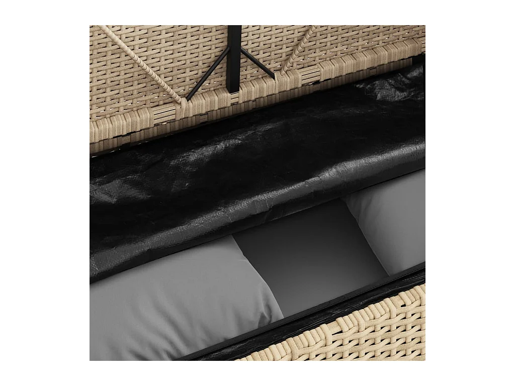 Banco de jardín con cojines ratán sintético beige