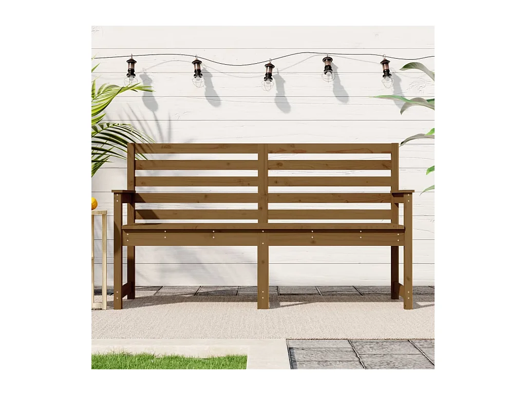 Banc de jardin marron miel 159,5x48x91,5 cm bois de pin massif