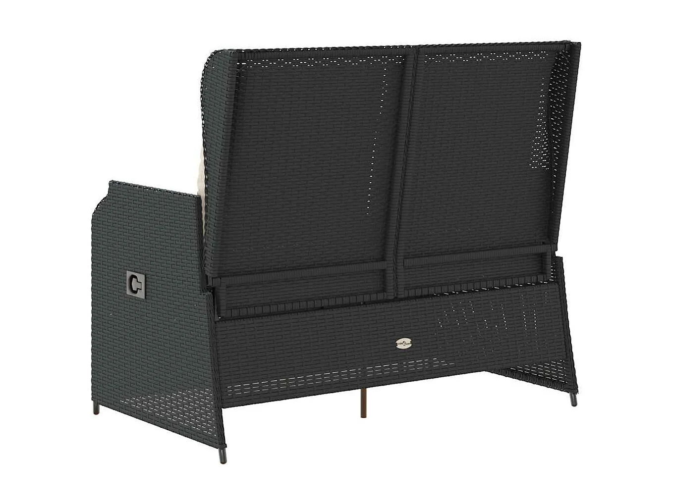 Banc inclinable de jardin avec coussins noir résine tressée