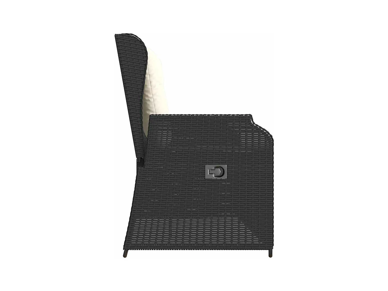Sillón reclinable de jardín con cojines ratán sintético negro