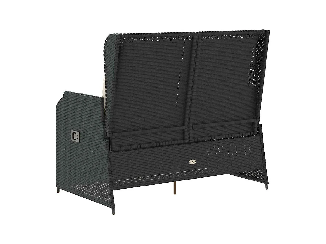 Sillón reclinable de jardín con cojines ratán sintético negro