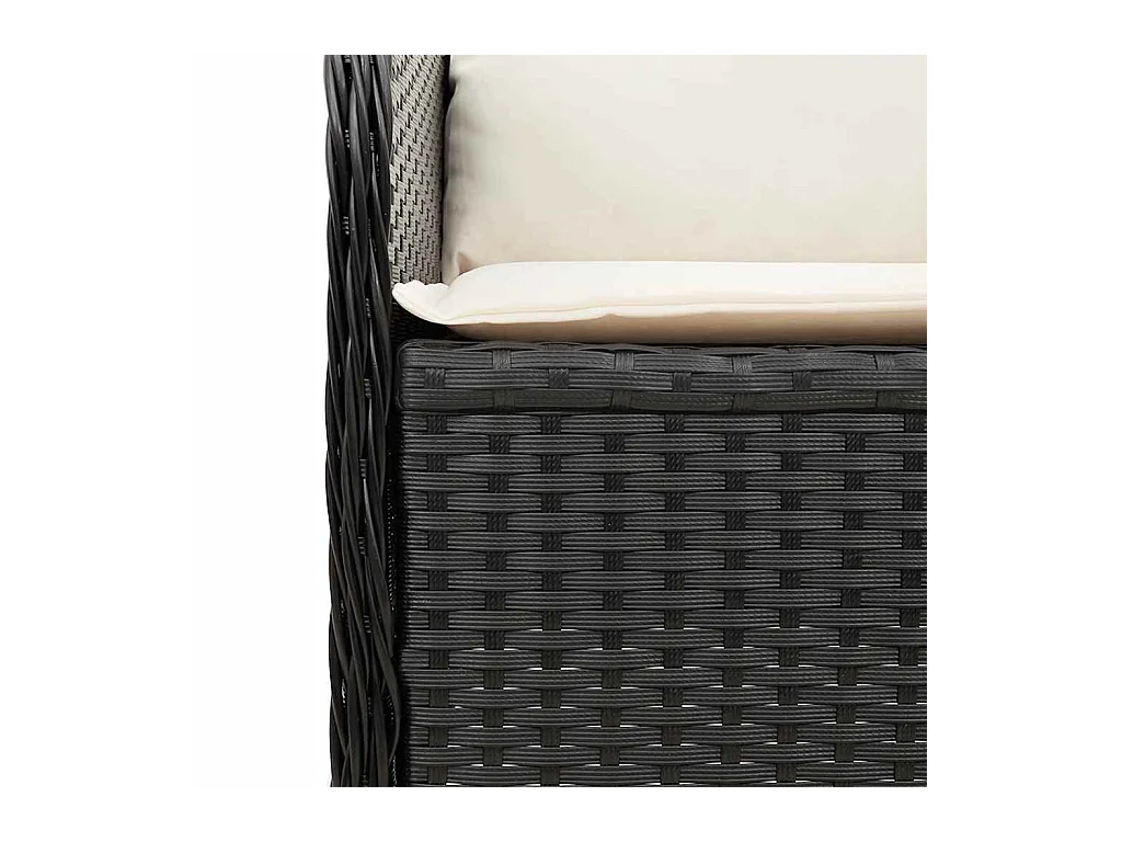 Sillón reclinable de jardín con cojines ratán sintético negro