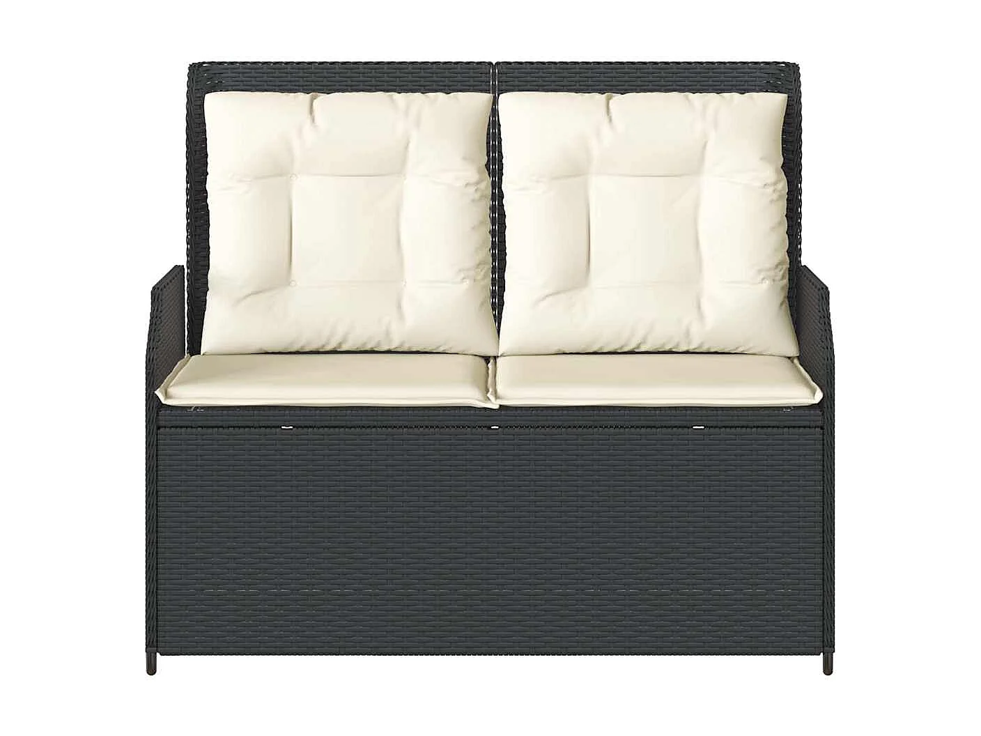 Banco de jardim reclinável com almofadões vime PE preto