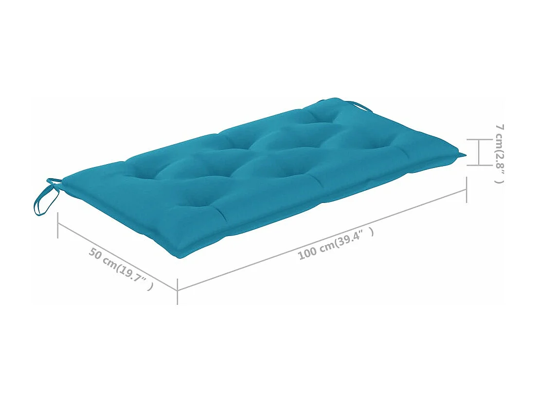 Banc de jardin avec coussin bleu clair 112 cm Bois de teck