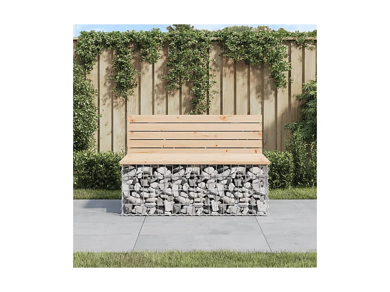 Banco de jardín diseño gaviones madera maciza pino 103x70x65 cm