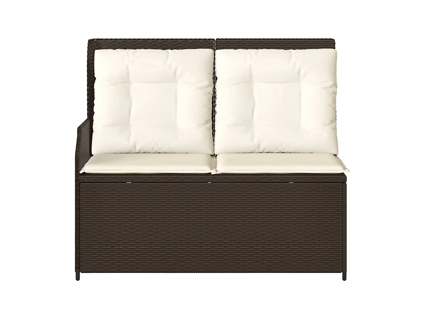 Banc inclinable de jardin avec coussins marron résine tressée