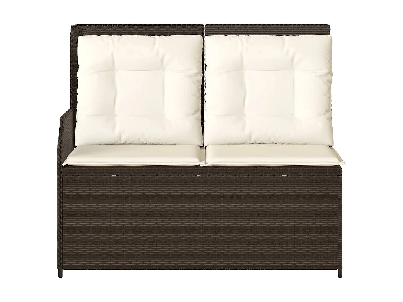 Banco de jardim reclinável com almofadões vime PE castanho