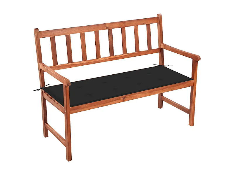 Banco de jardín con cojín madera maciza de acacia 120 cm