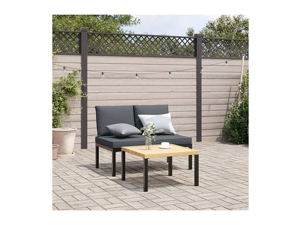 Banc de jardin avec coussins noir aluminium