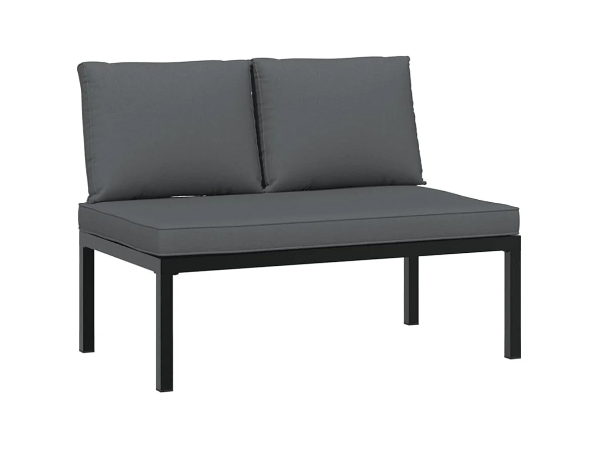 Banc de jardin avec coussins noir aluminium