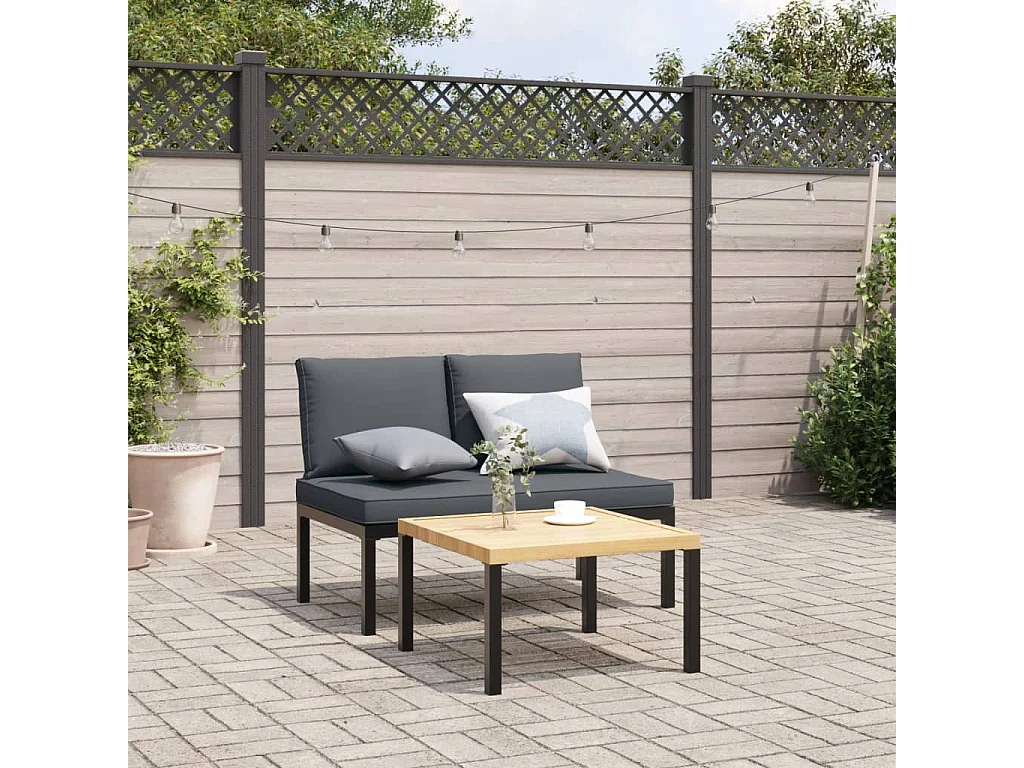 Tuinbank met kussens aluminium zwart