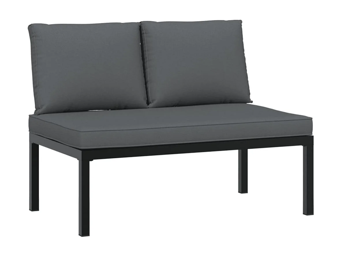 Tuinbank met kussens aluminium zwart