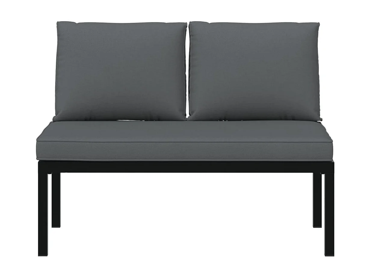 Tuinbank met kussens aluminium zwart