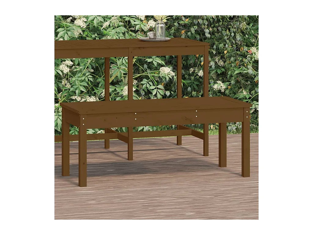 Banc de jardin marron miel 109x44x45 cm bois de pin massif