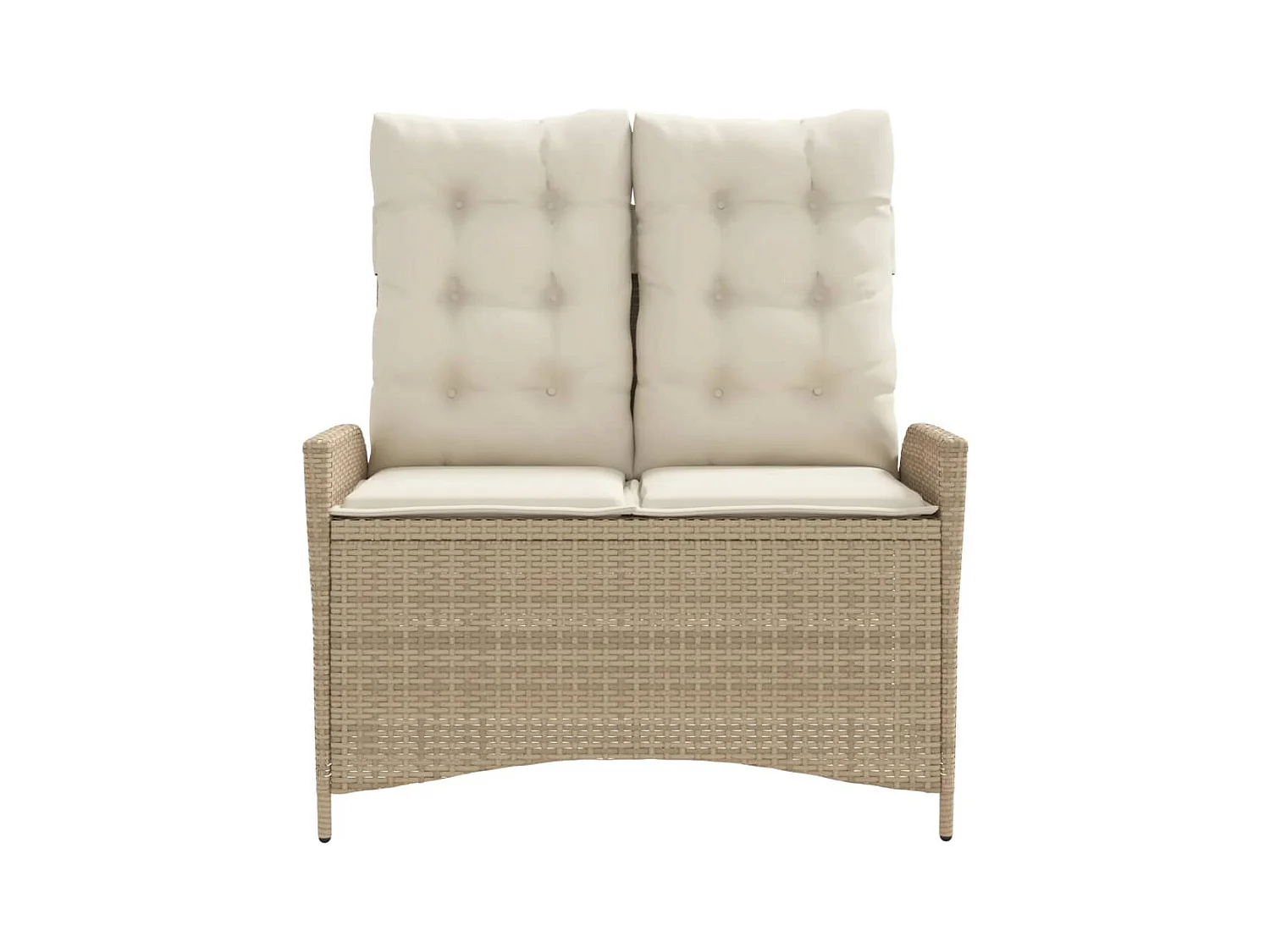 Sillón reclinable de jardín con cojines ratán sintético beige