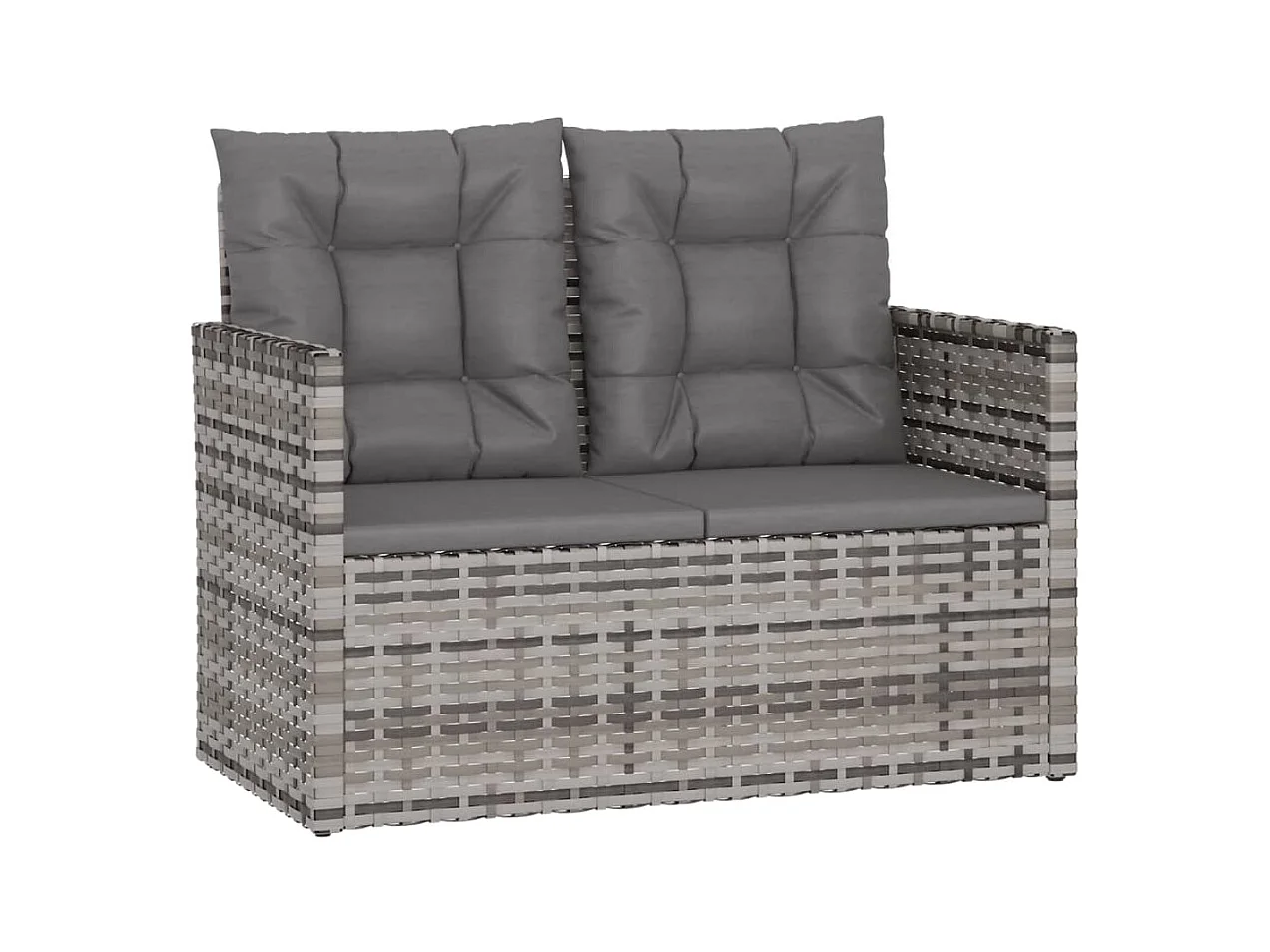 Banco de jardim com almofadões 105 cm vime PE cinzento