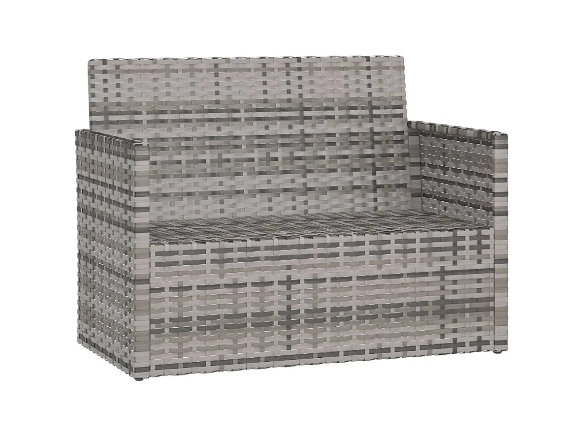 Banco de jardim com almofadões 105 cm vime PE cinzento