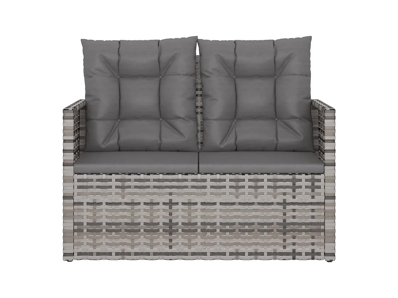 Banco de jardim com almofadões 105 cm vime PE cinzento