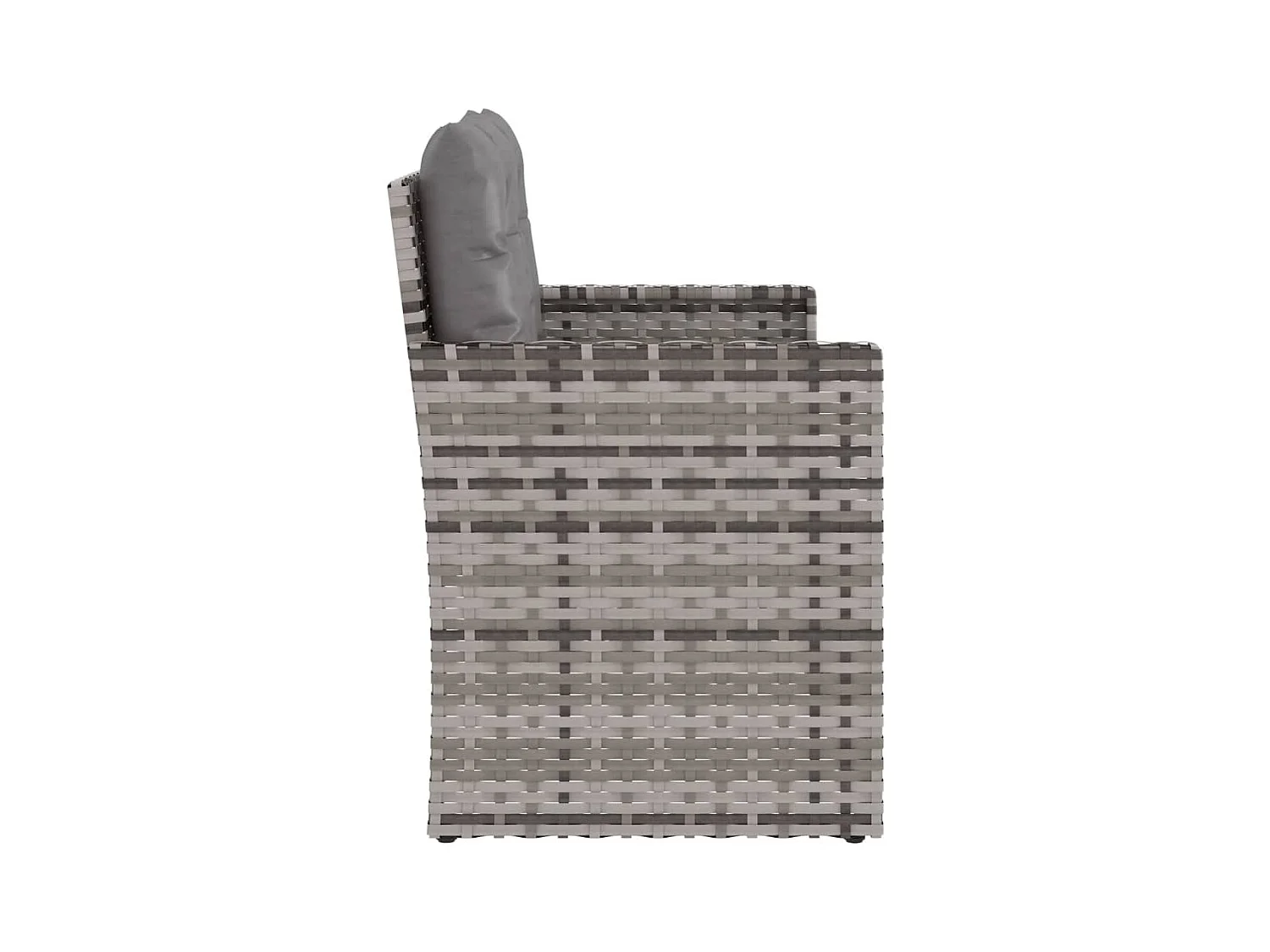 Banco de jardim com almofadões 105 cm vime PE cinzento