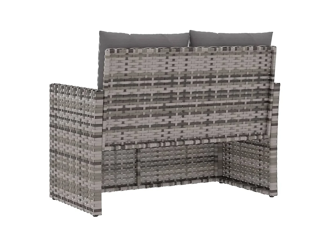 Banco de jardim com almofadões 105 cm vime PE cinzento