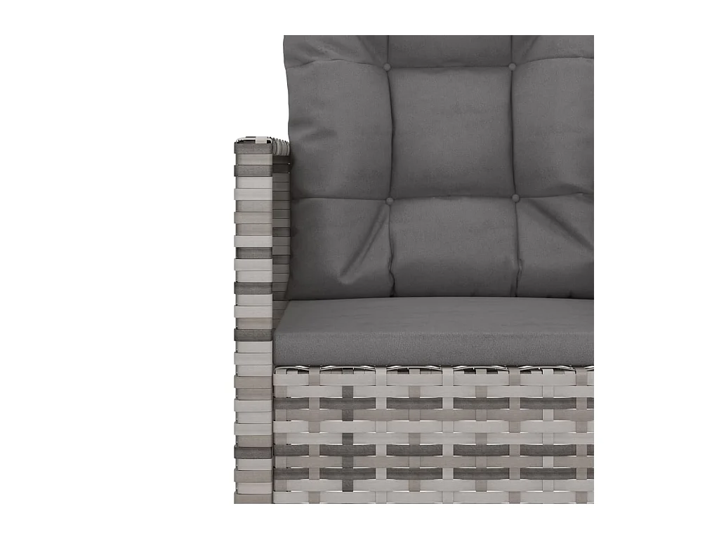 Banco de jardim com almofadões 105 cm vime PE cinzento