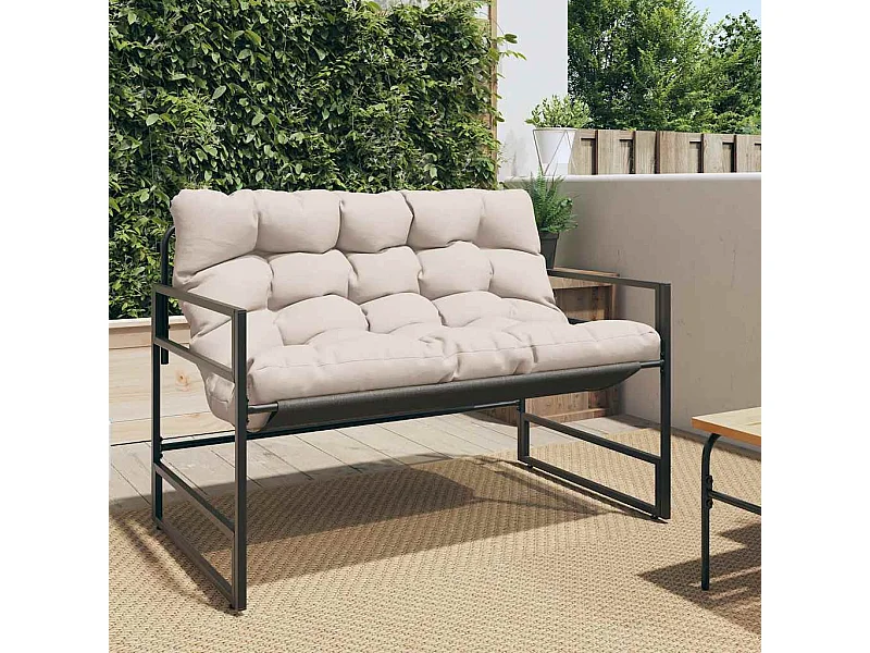 Banco de jardín con cojín acero taupe 113 cm