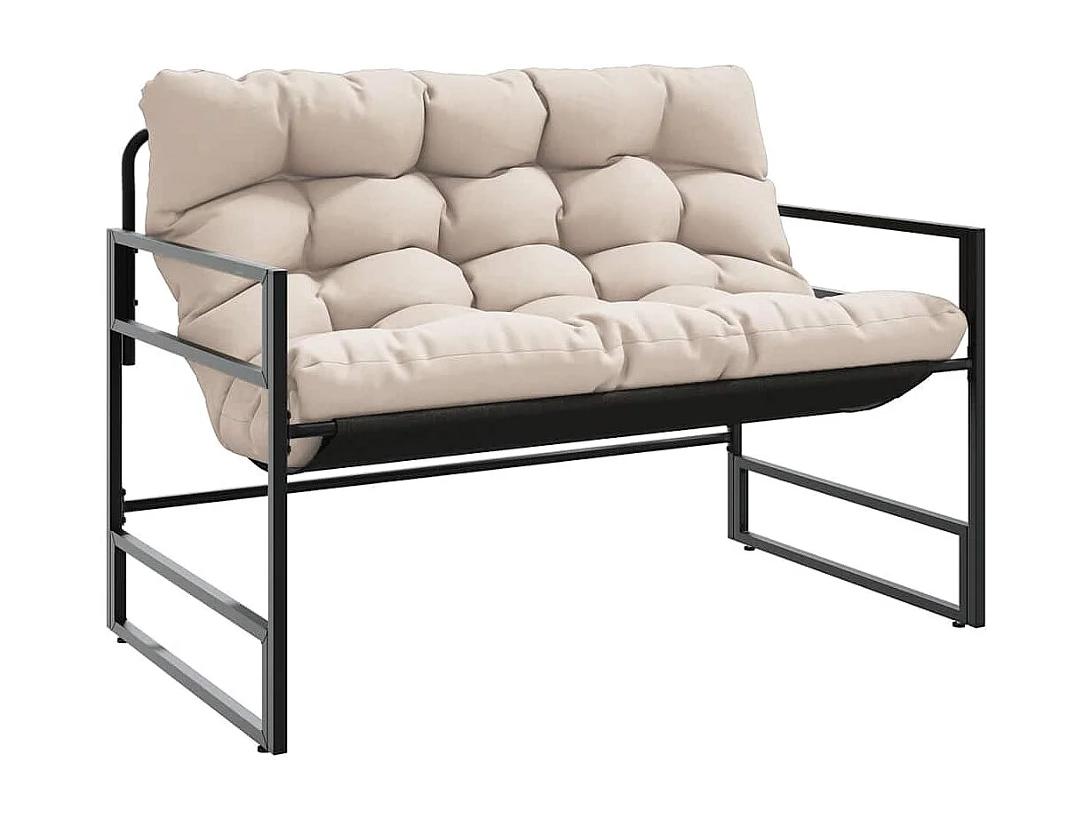 Banc de jardin avec coussin taupe 113 cm acier