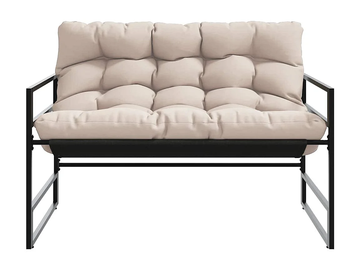 Banc de jardin avec coussin taupe 113 cm acier