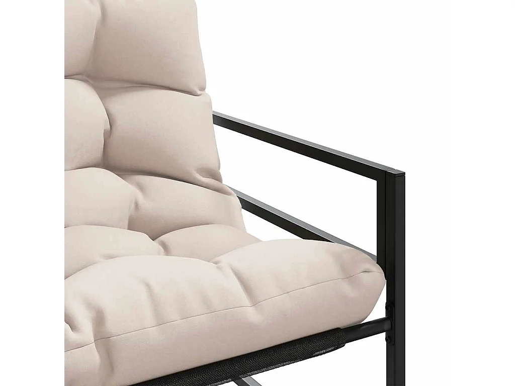 Banc de jardin avec coussin taupe 113 cm acier