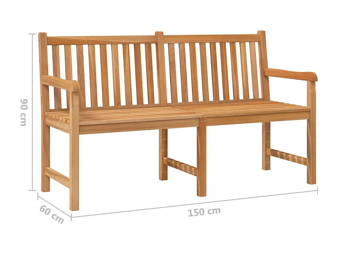 Banco de jardín de madera maciza de teca 150 cm