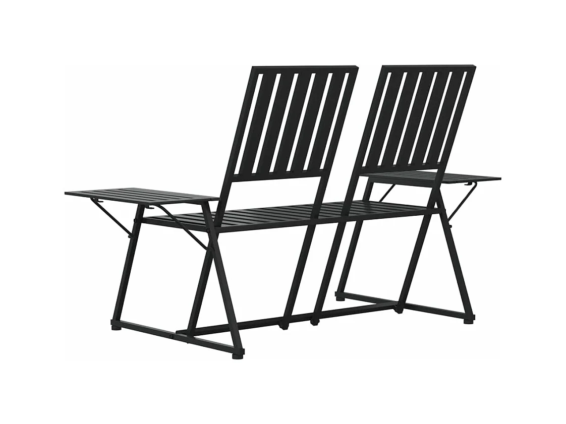 Banco de jardín de dos plazas 165 cm acero negro