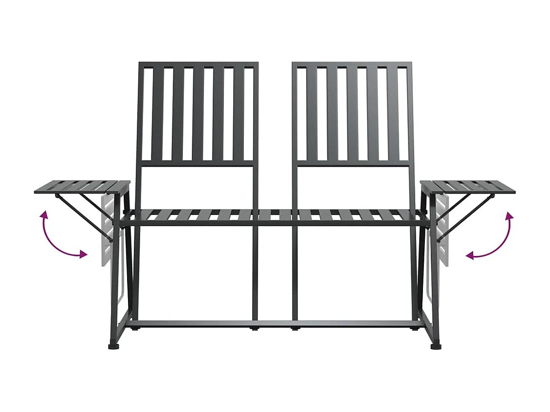 Banco de jardim de 2 lugares 165 cm aço preto