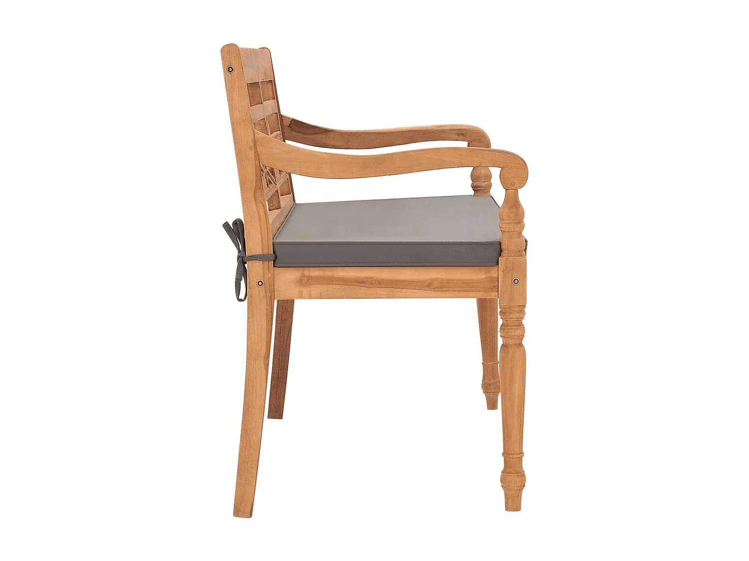 Banco Batavia madera maciza de teca con cojín gris oscuro 120cm