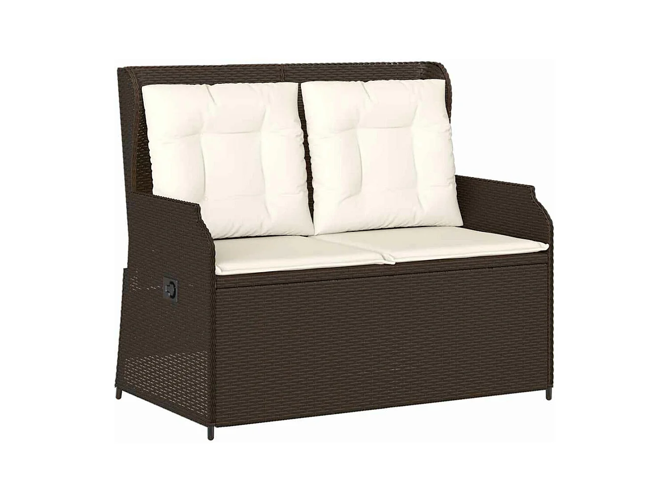 Banc inclinable de jardin avec coussins marron résine tressée