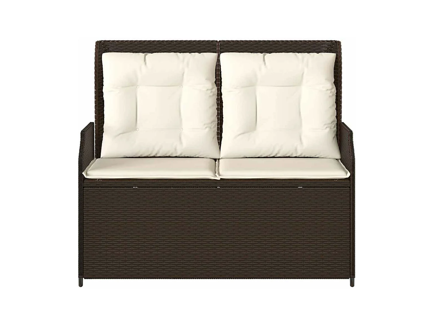 Banc inclinable de jardin avec coussins marron résine tressée