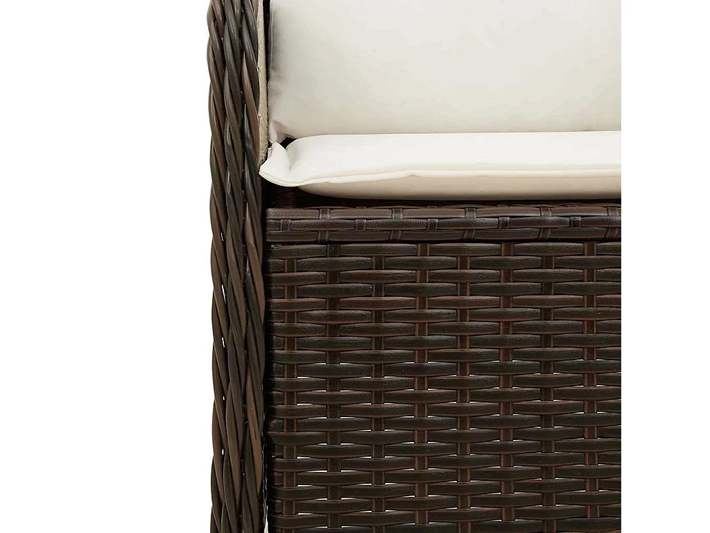 Banc inclinable de jardin avec coussins marron résine tressée