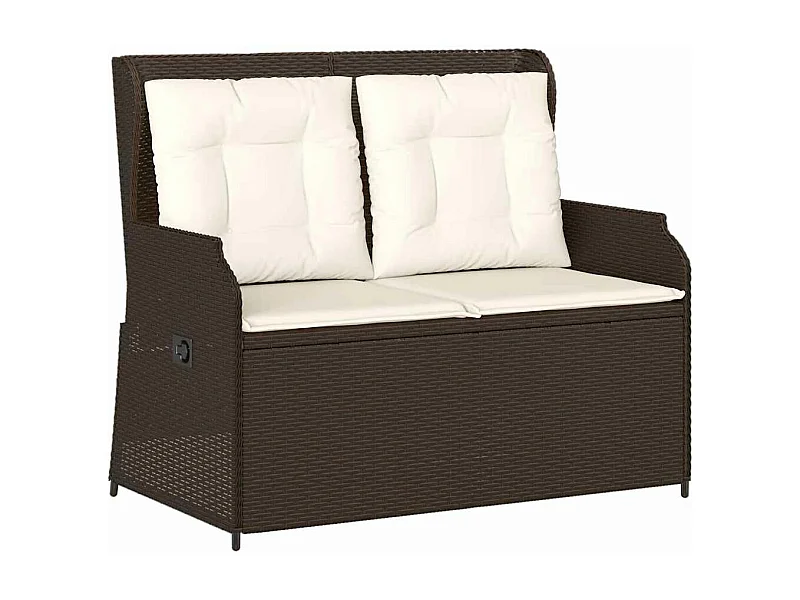 Sillón reclinable de jardín con cojines ratán sintético marrón