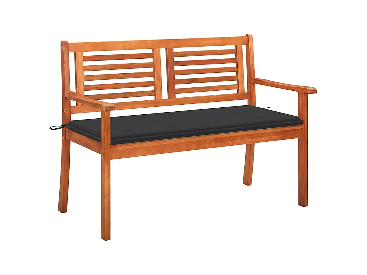 Banc de jardin 2 places avec coussin 120 cm Bois d'eucalyptus