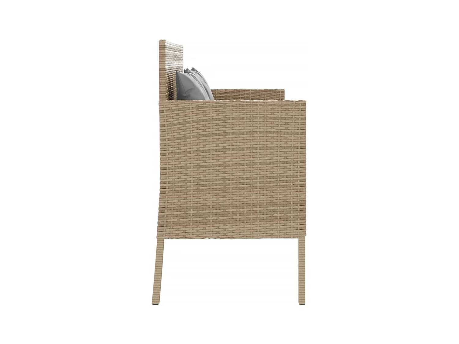 Banco de jardim com almofadões vime PE bege